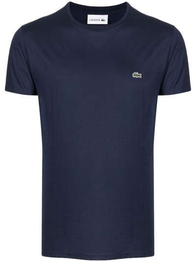 Shop Lacoste Logo-patch Cotton T-shirt In Blue
