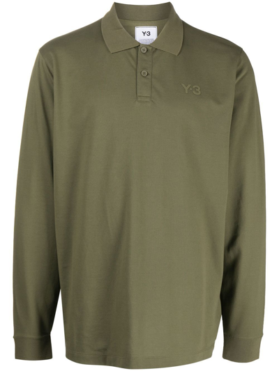 Shop Y-3 Raised-logo Polo Shirt In Green