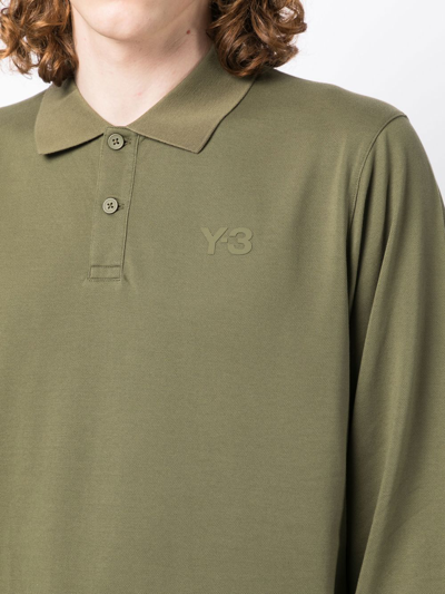 Shop Y-3 Raised-logo Polo Shirt In Green