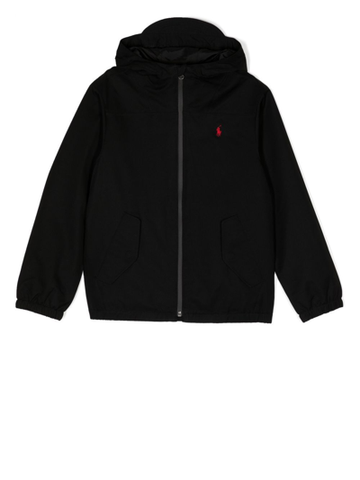 Shop Ralph Lauren Windbreaker Hooded Bomber Jacket In Black