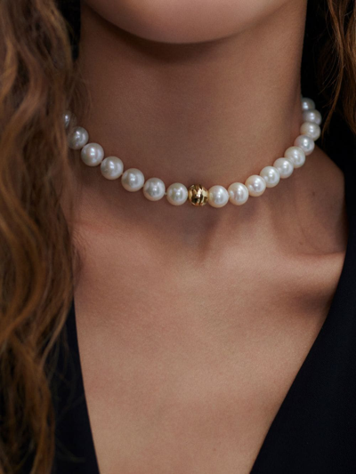 Anine Bing Classic Pearl Choker In Gold In Gold