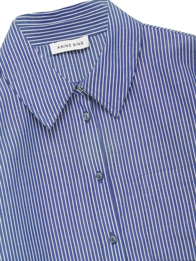 Shop Anine Bing Mika Stripe-print Shirt In Blue