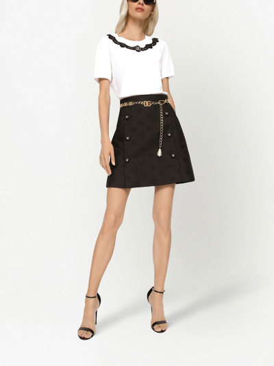 Dolce & Gabbana Lace-trimmed Cotton T-shirt In White