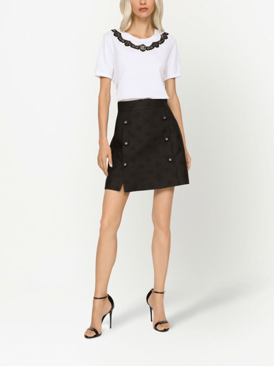 Dolce & Gabbana Lace-trimmed Cotton T-shirt In White