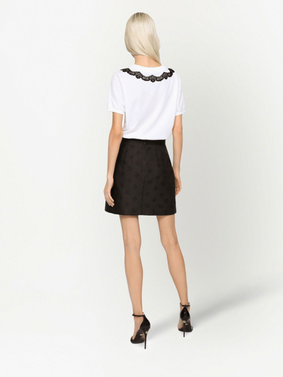 Dolce & Gabbana Lace-trimmed Cotton T-shirt In White