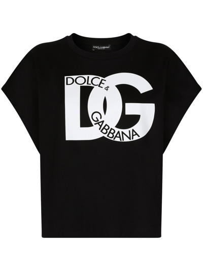 Shop Dolce & Gabbana Logo-print Cotton T-shirt In Black