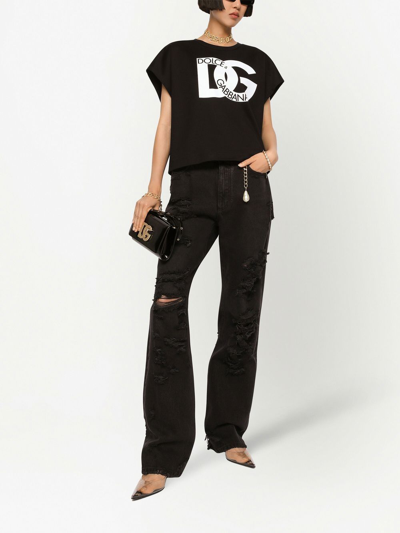 Dolce & Gabbana Logo-print Short-sleeve T-shirt In Black