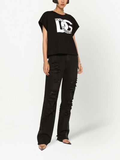 Dolce & Gabbana Logo-print Short-sleeve T-shirt In Black