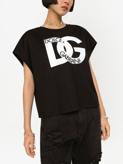 Shop Dolce & Gabbana Logo-print Cotton T-shirt In Black