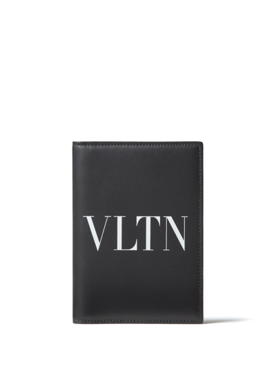 Valentino Vltn Leather Bi-fold Wallet In Black