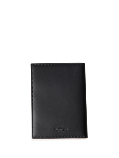 Valentino Vltn Leather Bi-fold Wallet In Black