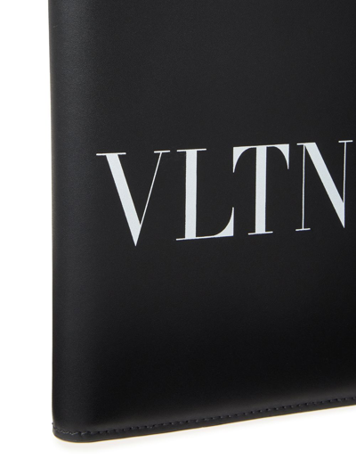 Shop Valentino Vltn Leather Bi-fold Wallet In Black