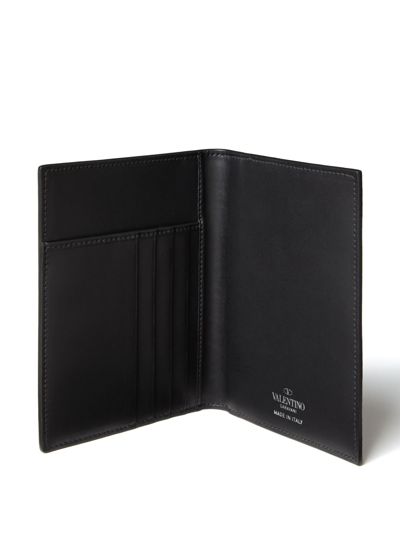 Shop Valentino Vltn Leather Bi-fold Wallet In Black
