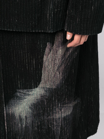 Shop Yohji Yamamoto Graphic-print Double-breasted Coat In Black
