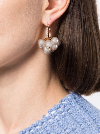 Shop Bapy By *a Bathing Ape® Pearl-embellished Cluster Earrings In Gold