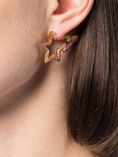 Shop Bapy By *a Bathing Ape® Crystal-embellished Star Earrings In Gold