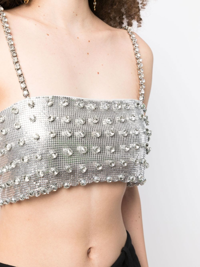 Shop Retroféte Kauren Crystal-embellished Crop Top In Silver
