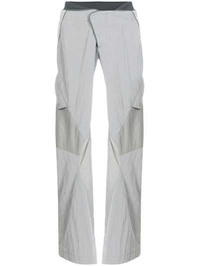 Shop Hyein Seo Contrasting Paneled Cropped Trousers In Grey