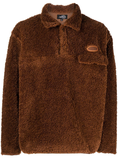 Shop Afb V-neck Fleece Sweatshirt In Brown