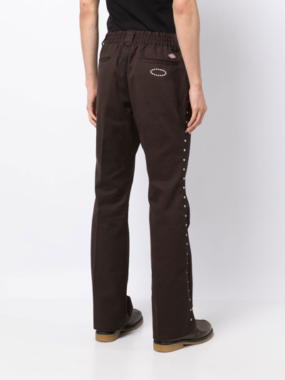 Shop Afb X Dickies Stud-detail Work Trousers In Brown