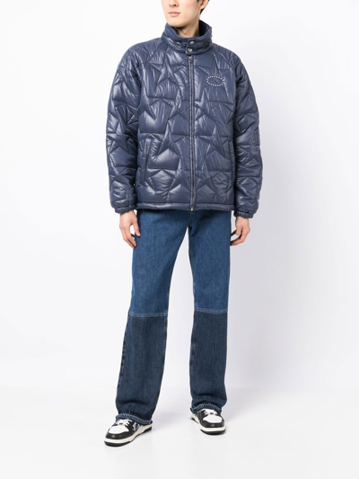 Shop Afb Star-quilt Puffer Jacket In Blue
