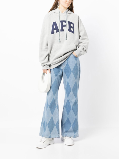 Shop Afb Harlequin-print Flared Jeans In Blue