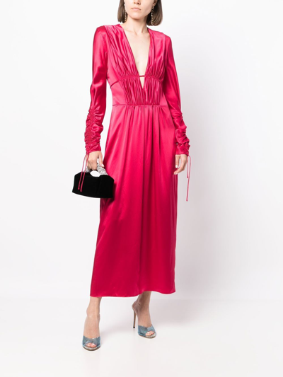 Alejandra Alonso Rojas Silk Satin Midi-dress In Red | ModeSens