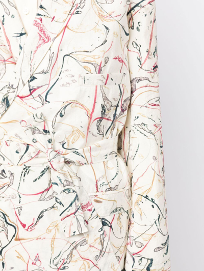 Shop Lemaire Abstract-print Blazer In Neutrals