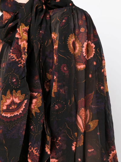 Shop Ulla Johnson Floral-print Silk Blouse In Black