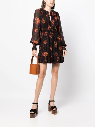 ADARA 植物印花迷你连衣裙