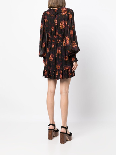 ADARA 植物印花迷你连衣裙
