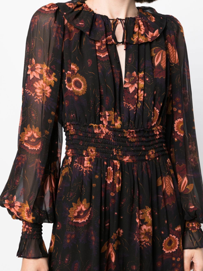 Shop Ulla Johnson Adara Botanical-print Mini Dress In Black