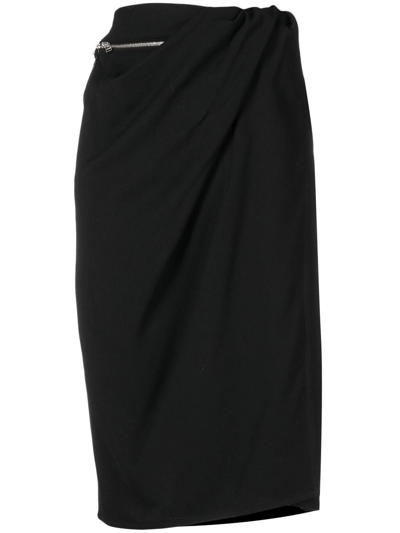 Shop Jacquemus La Bodri Zipped Midi Skirt In Black