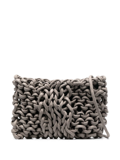 Shop Alienina Greta Interwoven Shoulder Bag In Brown