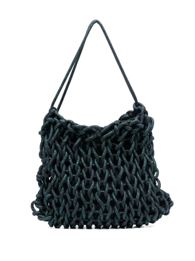 Shop Alienina Sara Interwoven Shoulder Bag In Blue