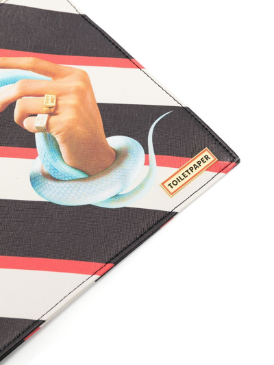 Seletti Striped Graphic-print Clutch-bag In Black
