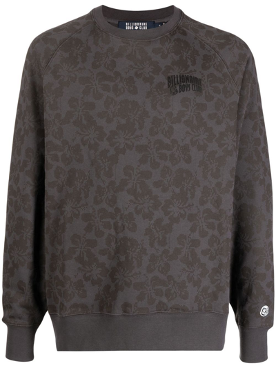 Shop Billionaire Boys Club Logo-print Crew Neck Sweatshirt In Grey