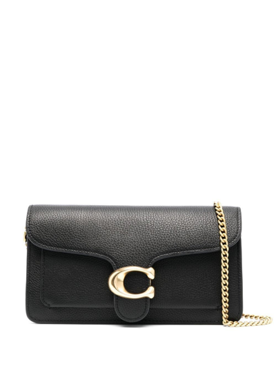 Coach Monogram-plaque Pebbled-leather Pouch Bag In B4/black