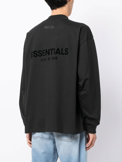 Shop Essentials Logo-print Long-sleeve T-shirt In Black