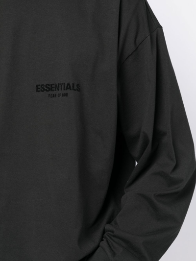 Shop Essentials Logo-print Long-sleeve T-shirt In Black