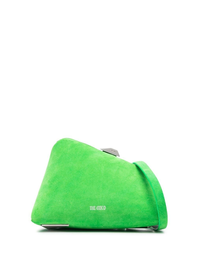 Shop Attico 8.30pm Logo-print Clutch Bag In Green