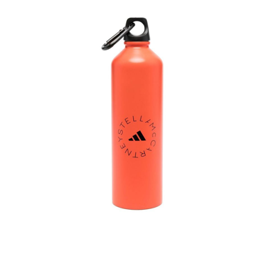 Shop Adidas By Stella Mccartney Orange Logo Print Water Bottle In Red