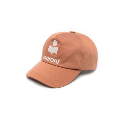 Shop Isabel Marant Orange Logo Embroidered Baseball Cap