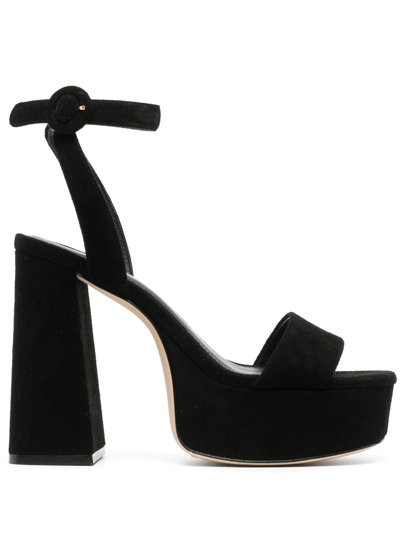 Shop Larroude Black Dolly 125 Suede Platform Sandals