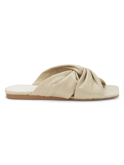 Shop Sanctuary Women's Flamingo Twisted Leather Slippers In Clean Sand
