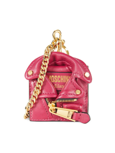 Shop Moschino Women's Logo Leather Convertible Clutch In Red