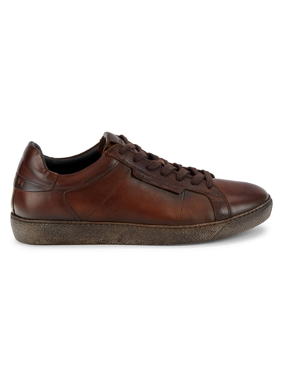 Shop Allsaints Men's Leather Sneakers In Chocolate