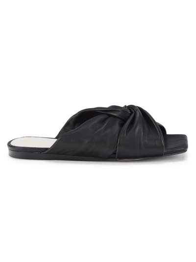 Shop Sanctuary Women's Flamingo Twisted Leather Slippers In Black