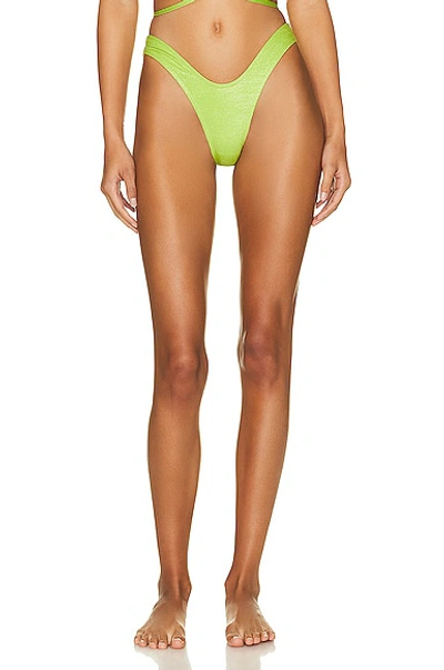 Shop Monica Hansen Beachwear Lurex Girl U Bikini Bottom In Green Lurex