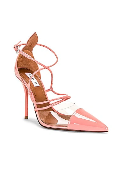 Alaïa Patent Plexi Lace-up Pumps In Rose Fraise